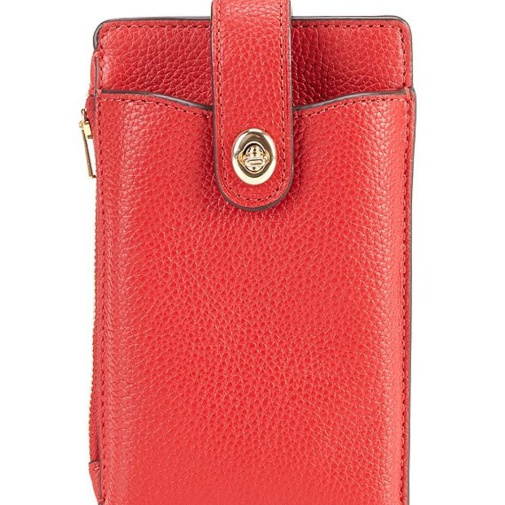 Coach 93979 Red Leather Phone Crossbody Wallet
